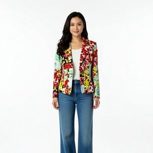 Latina Life Floral Print Button -Up Blazer Jacket